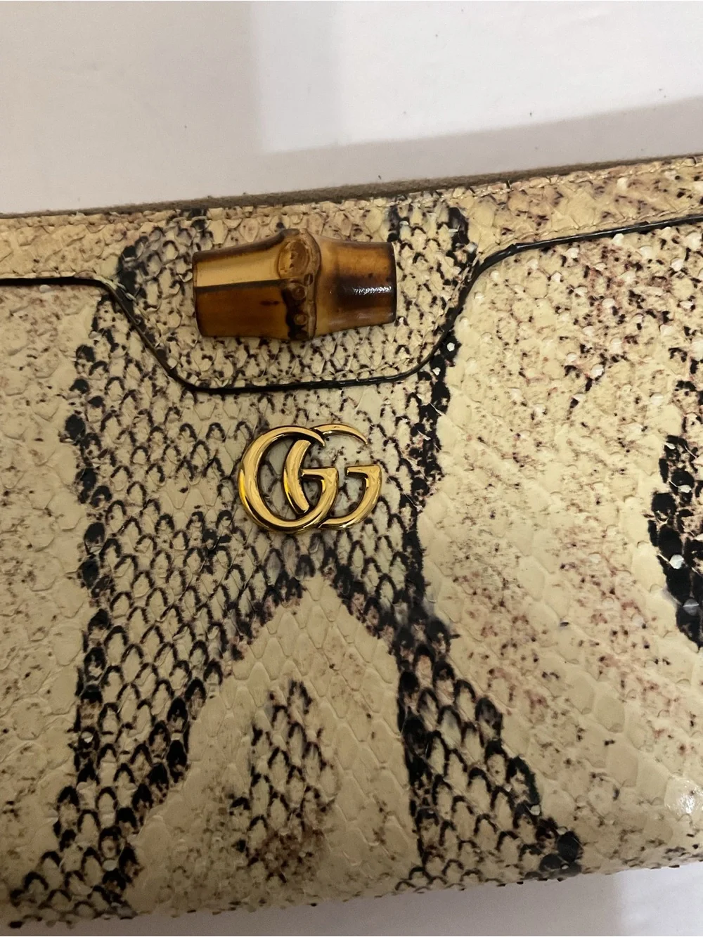Gucci Cream Wallet Bamboo 1947 Python Zip Around - Picture 8 of 12